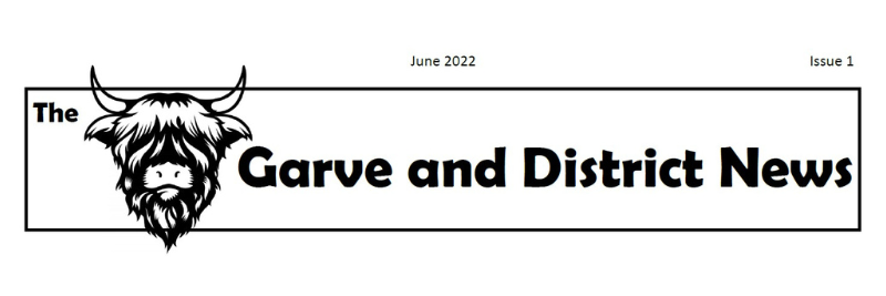 white background word the garve and district news