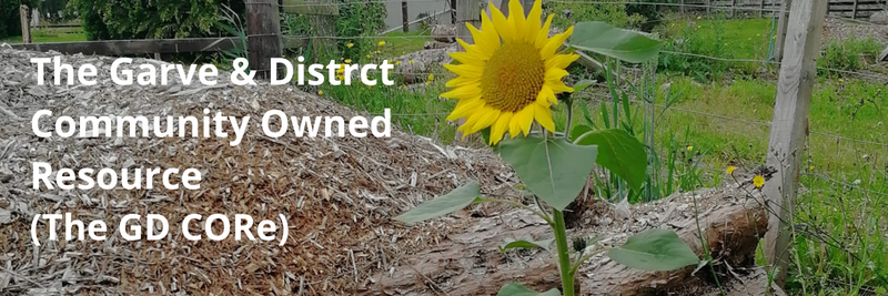 photo of a sunflower with words about land owned in garve and district